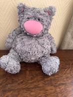 Grijze knuffel met roze neus kat? 20 cm, Ophalen