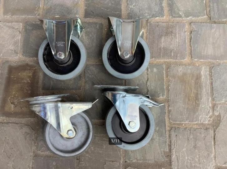 Meubel vast wiel en zwenkwiel met topplaat met/zonder rem, Doe-het-zelf en Bouw, Zwenkwielen, Zo goed als nieuw, Ophalen