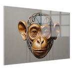 Surrealistische aap Glasschilderij 105x70cm + Ophangsysteem, Nieuw, Verzenden