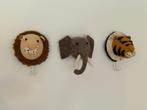 Wandhaak Fiona Walker set olifant / leeuw / tijger, Ophalen, Nieuw, Kapstokje