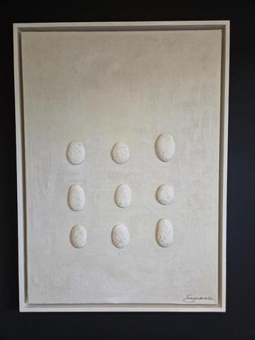 Origineel Werk Sandra Hapers "Ivory Grid" 50x70 beschikbaar voor biedingen