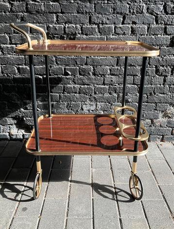 Vintage trolley op wieltjes • plantenrekje • dranktrolley beschikbaar voor biedingen