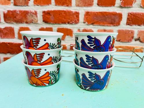 6 ramequins Villeroy & Boch Acapulco in metalen houder, Antiek en Kunst, Antiek | Servies los, Ophalen of Verzenden