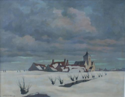 Karel Van Lerberghe (1889-1953): Winterlandschap (109x99cm), Antiek en Kunst, Kunst | Schilderijen | Klassiek, Ophalen