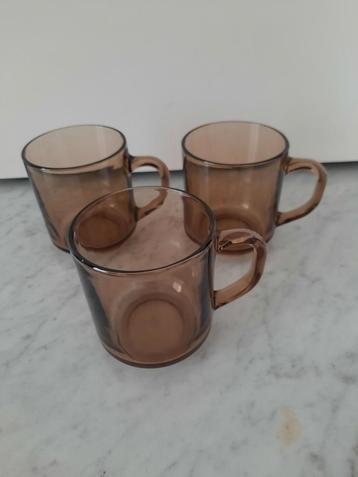 Vintage bruine fumé koffietassen Arcoroc, Enlèvement ou Envoi, Comme neuf