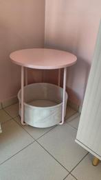 Bijzettafel roze met beige mand, Enlèvement, Neuf