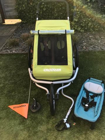 Croozer kid for 2 fietskar en hangmatje, Fietsen en Brommers, Ophalen, Opvouwbaar, Croozer, Zo goed als nieuw