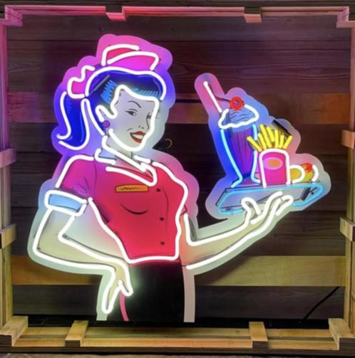Waitress 50's serveerster neon en veel andere USA deco neons, Collections, Marques & Objets publicitaires, Neuf, Table lumineuse ou lampe (néon)