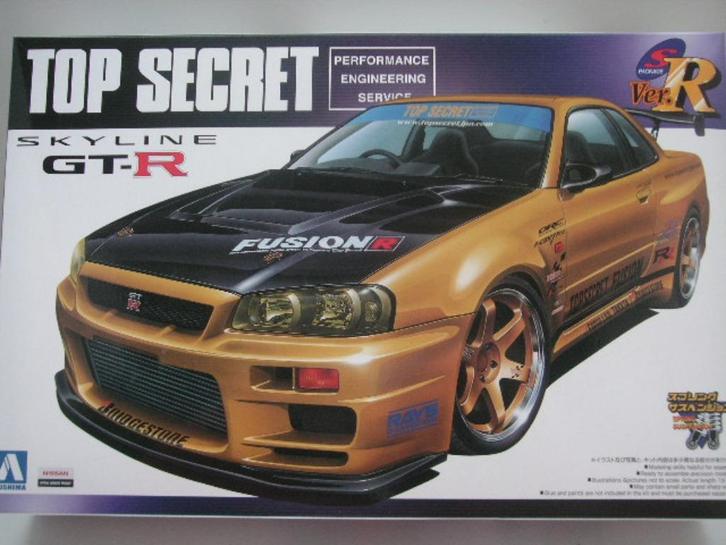 Modelbouw Nissan Skyline GTR34 Top Secret – bouwmodel 1:24, Hobby en Vrije tijd, Modelbouw | Auto's en Voertuigen, Nieuw, Auto