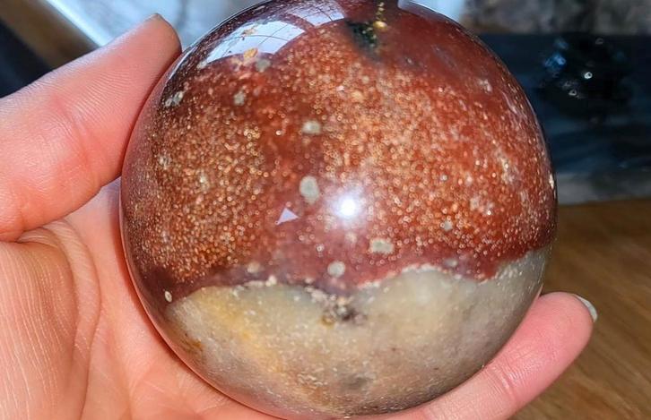 Polychrome Jaspis Bol – 72 mm,510 gram – Natuurlijke edelste, Verzamelen, Mineralen en Fossielen, Ophalen of Verzenden