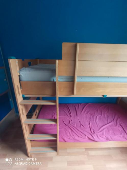 Massief beukenhouten bed, merk Paidi, Huis en Inrichting, Slaapkamer | Stapelbedden en Hoogslapers, Zo goed als nieuw, Stapelbed