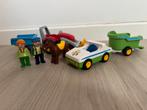 Set playmobil 123 - tractor en trailer met paard en 2 popjes, Kinderen en Baby's, Speelgoed | Playmobil, Ophalen, Zo goed als nieuw
