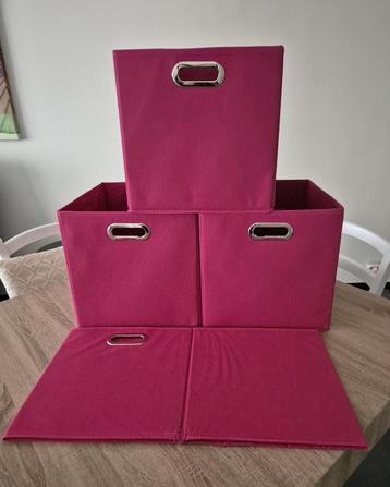 Set van 4 opvouwbare stoffen dozen van 30 bij 30 cm hoog beschikbaar voor biedingen