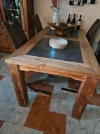 Eettafeluit teak met natuursteen, Huis en Inrichting, Tafels | Eettafels, Ophalen