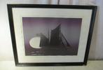 Mooie Litho 'Zeilboot bij Zonsondergang' - 54x44, Ophalen of Verzenden