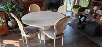 Table en travertin italien, pierre brut, très lourde, 1m20., Enlèvement, Comme neuf