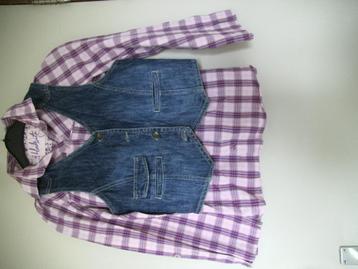 Jeans gilet + bloes 158-164 beschikbaar voor biedingen