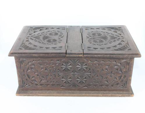 Oude houten kist met dubbel blad circa 1930, Antiek en Kunst, Antiek | Woonaccessoires, Ophalen of Verzenden