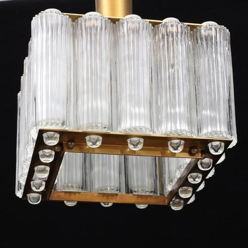 Deens vintage Kroonluchter, Erik Wärnå,Kemp & Lauritzen,1960, Huis en Inrichting, Lampen | Kroonluchters, Gebruikt, Glas, Metaal