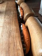 Mooie en fijne cognac Buffalolederen stoelen en bank., Ophalen, Gebruikt, Landelijk, boho, stijlvol