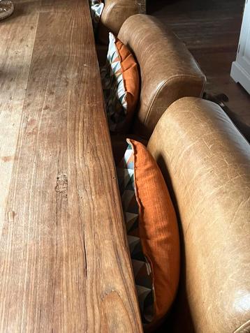 Mooie en fijne cognac Buffalolederen stoelen en bank., Enlèvement, Utilisé, Landelijk, boho, stijlvol