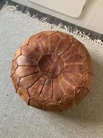 Lederen vintage poef, Huis en Inrichting, Ophalen, Gebruikt, Rond