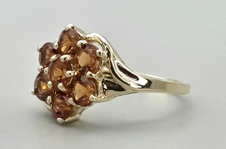 Gouden Vintage ring met edelsteen citrien. 2025/611., Handtassen en Accessoires, Antieke sieraden, Ring, Goud, Met edelsteen, Verzenden