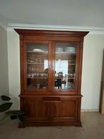 Antieke bruin houten vitrinekast - 152cm breed, Ophalen, Met deur(en), 200 cm of meer, 150 tot 200 cm