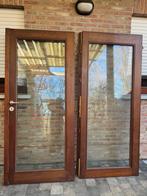 Tuindeur meranti + schuif/vliegenhor, Ophalen, Gebruikt, 120 cm of meer, Buitendeur