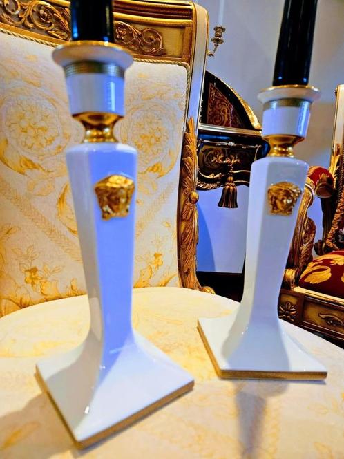Versace 2 kandelaars - gesigneerd Versace, Antiek en Kunst, Kunst | Designobjecten, Ophalen of Verzenden