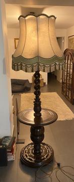 Grote Staande lamp met tafel in hout circa 1940, Antiek en Kunst, Ophalen