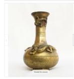 Vase chinois en cuivre avec les 2 dragons fait main, Enlèvement ou Envoi