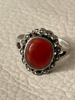 Prachtige ring van sterling zilver van carneool en marcasiet, Handtassen en Accessoires, Ringen, Verzenden, Zo goed als nieuw