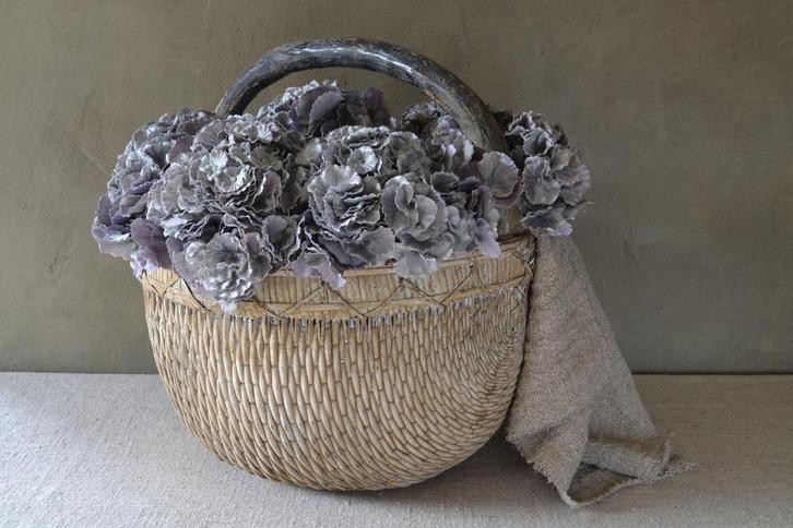 Oude Chinese mand plukmand rijstmand met hengsel, Huis en Inrichting, Woonaccessoires | Schalen en Manden, Gebruikt, Mand, Rond