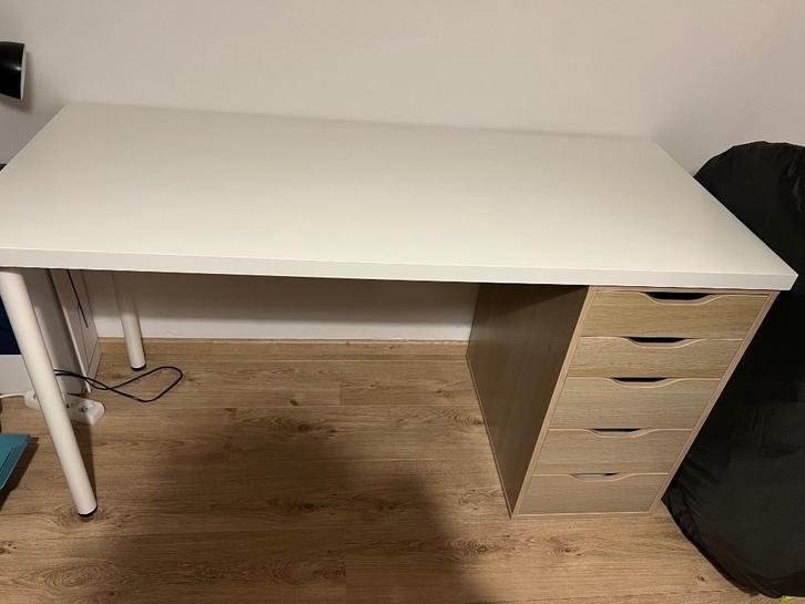 Bureau wit-eik, Huis en Inrichting, Bureaus, Gebruikt, Bureau, Ophalen