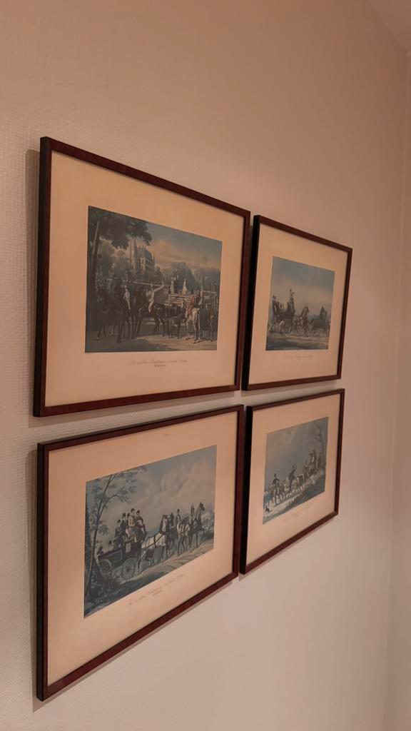 Ensemble de 4 tirages encadrés, Collections, Photos & Gravures, Comme neuf, Gravure, Nature, Enlèvement