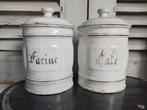 6 oude emaille voorraadbussen  koffie, rijst, farine, café.., Antiek en Kunst, Ophalen of Verzenden