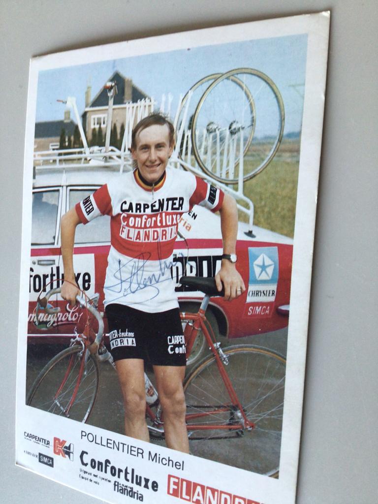 Wielerkaart team flandria michel pollentier signe, Verzenden