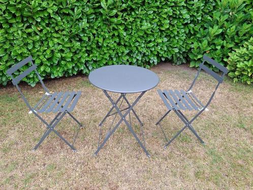 Gezellig metalen tuintafeltje met 2 stoelen, Tuin en Terras, Tuinsets en Loungesets, Gebruikt, Tuinset, Overige materialen, 2 zitplaatsen
