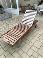 2 ligzezetels teak hout, Ophalen, Zo goed als nieuw, Hout
