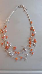 Collier plusieurs rang sur fil métal, Handtassen en Accessoires, Kettingen, Ophalen of Verzenden, Gebruikt, Oranje, Zilver
