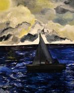 Tableau paysage mer voilier, signé par joky kamo. 33% - cher, Enlèvement