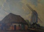 ets in kleur Jos Van Hoof Kempische hoeve en molen, Antiek en Kunst, Ophalen of Verzenden