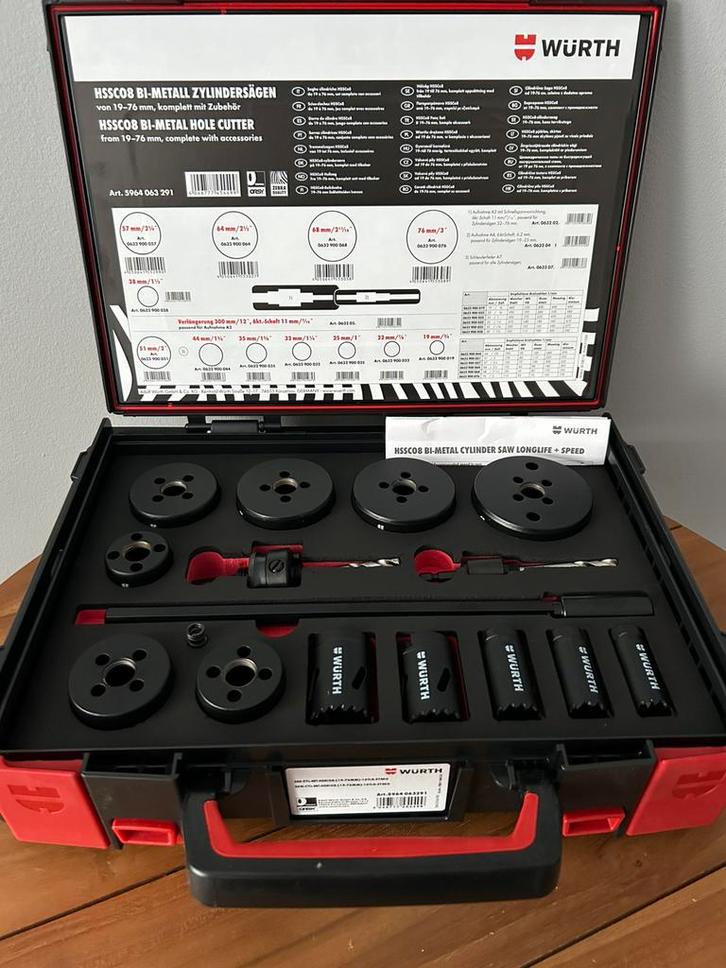 Würth-scies coniques bimétal, 16 pièces, 19–76 mm, Neuves, Doe-het-zelf en Bouw, Schaafmachines, Nieuw, Ophalen of Verzenden