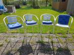 hoge aluminium stoelen 4x met kussens, Maison & Meubles, Tabourets de bar, Comme neuf, 90 cm ou plus, 4 tabourets, Enlèvement