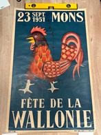 Affiche Mons Fête de la Wallonie 1951, Collections, Posters & Affiches, Enlèvement ou Envoi, Utilisé