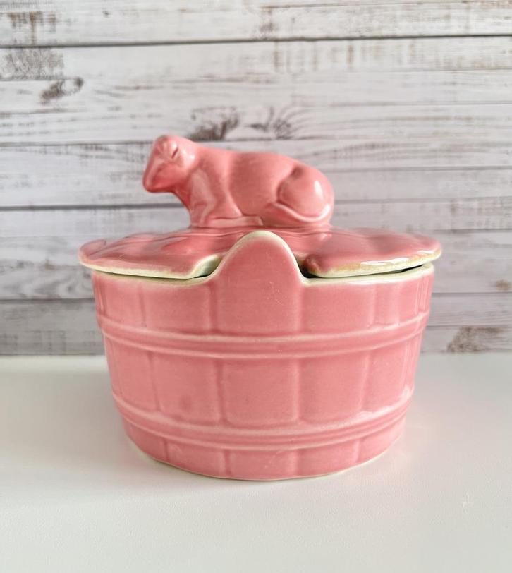 Beurrier vache rose Boch, Antiek en Kunst, Antiek | Servies los, Ophalen of Verzenden