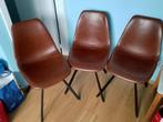 LEREN STOELEN (3) BRUINE LEREN STOELEN IN IDEALE STAAT, Huis en Inrichting, Stoelen, Ophalen, Leer, Zo goed als nieuw, Drie