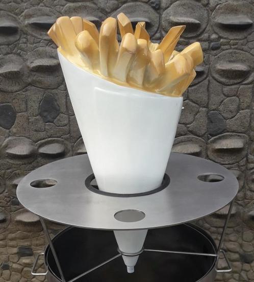 RVS Friet Statafel/Afvalbak met Patatzak, Verzamelen, Merken en Reclamevoorwerpen, Nieuw, Ophalen