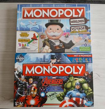 Monopoly wereldreis en monopoly avengers in 1 lot nieuw, Enlèvement ou Envoi, Comme neuf
